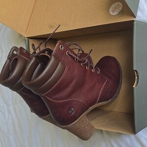 Timberland Burgundy Full Grain Leather Boots